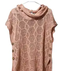 Christopher & Banks Women Size S/M Open Knit Cowl Neck Crochet Poncho Sweater