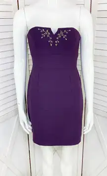 Max and Cleo Rhinestone Detail Strapless Sheath Dress Purple 2