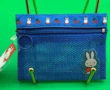 A Cool Rare NWT Dick Bruna Miffy Small Bright Blue Lightweight Net Small Zip Bag