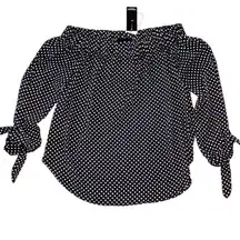 Promise off the shoulder tied 3 1/4 sleeve polka dot top NWT size Xs