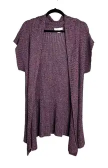 Coldwater Creek Linen Rayon Open Short‎ Sleeve Knit Cardigan Purple S