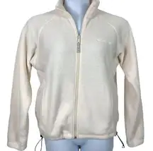 Columbia  Size Medium Fleece Jacket Full Zip White Cinch Bottom Zipper Pockets