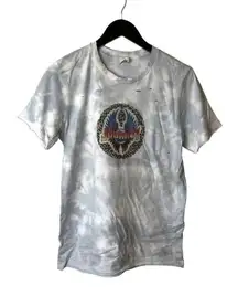 Bella Canvas Distressed Journey T Shirt Gray White Medium M Tie Dye Rock Band Graphic Tee