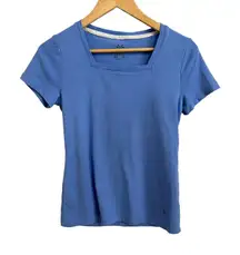 Isaac Mizrahi Live Essentials Women's Square-Neck Top‎ Light Blue XXS