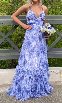 Prom Dress Dillard's Floral Blue