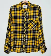 Pistola Revolve Yellow Plaid Button Down‎ Flannel Long Sleeve Top Medium