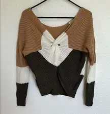 Full Circle Trends with Love Colorblock Knit Front Knot Sweater Size Small