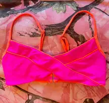 revolve hot pink coral cross front y2k bikini top