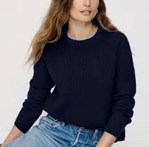 Jenni Kayne Sweater Cashmere Fisherman Long Sleeve Sweater Navy Blue Size XS