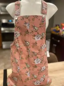 Floral denim overall dress