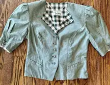 Perry Landhaus Vintage German Women's Dirndl Cotton Green Blazer Sz EU 38 US 8