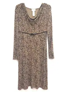 Liz Claiborne Y2K 4 Liz Clairborne Dress Leopard Print Women’s Casual Long Sleeve Ribbon