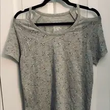 Grayson Threads gray tee with cut out shoulders