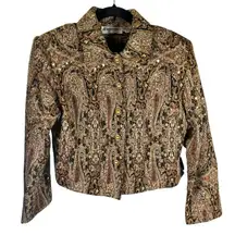 Vintage Anage Paisley Tapestry Sequin Embellished Cotton Jacket Small  Artsy‎