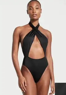 Victoria’s Secret VS Swim black halter high rise one piece swimsuit NEW Medium