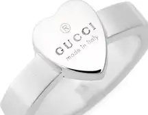 Gucci Trademark Heart Ring Sterling Silver