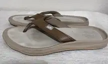 SANUK WOMENS Tripper FLIP FLOPS H2O Yeah sz 6 tan leather thong sandals