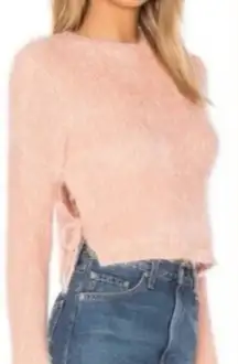 Majorelle Majorie Sweater Small Pink Fuzzy Knit Cropped Pullover Side Ties