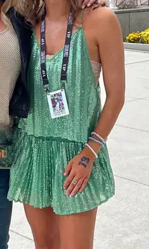 Sequin Top And Skirt Set Green Sparkly