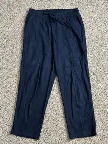 32 Degrees Cool Womens Linen Blend Pants Size Medium Blue Elastic Waist Comfort