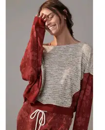 Anthropologie Saturday Sunday Womens Flora Printed Sweater Large Multi Boxy Knit