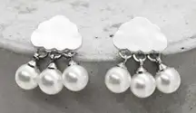 Cloud Earrings – Dreamy Pearl Dangle Studs, Ethereal Pastel Aesthetic Jewelry