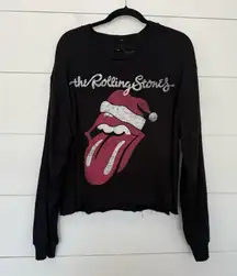 Rolling Stones Women’s XXL Holiday Santa Sweatshirt Cropped