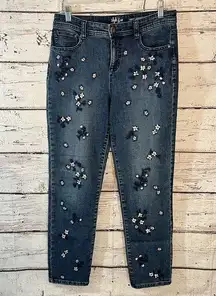 STYLE & CO Jeans Curvy Skinny Leg Floral Embroidered-Size 10/12