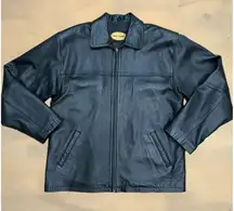 Men's Genuine Leather Jacket Black Zip Up Thinsulate‎ L Made in Turkey