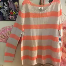 NWT Striped Pink & White Sweater  XL