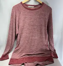 GADEWAKE Marled Red Long Sleeve Raglan Pocket Casual Top Women's Size L