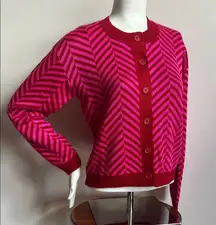 Sugarlips Pink and Red Chevron Cardigan