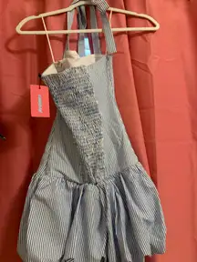 Edikted striped halter dress blue and white 