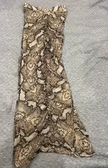Snake Print ruffled bodycon Maxi Skirt