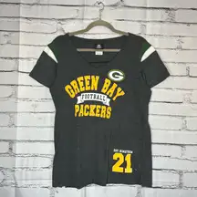 NFL Green Bay Packers Football Charcoal Black Graphic Tee V-Neck SZ XL Y2K Retro