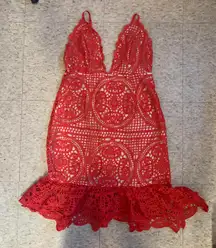 Red Crochet Mini Dress