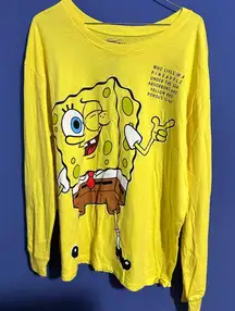 SpongeBob SquarePants Nickelodeon  Juniors 2X  Yellow Long Sleeve Shirt Casual