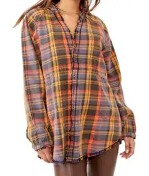 Free People Summer Daydream plaid boho beachy oversized top