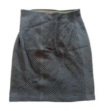 Tory Burch Quilted Chevron Pattern Pencil Skirt M/M Navy Blue Textured Knit