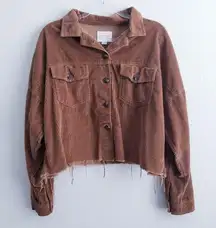 American Eagle Corduroy Distressed Cropped Jacket