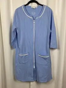 Eileen West Blue 3/4 Sleeve Zippered Short Gown Coat Sz.S/M
