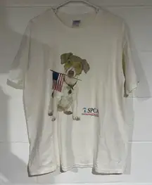 Dog Graphic T-Shirt - white discolored large