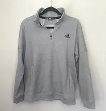 Adidas Quarter Zip Pullover Light Grey Textured Long Sleeve ~ Women’s Size L