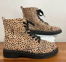 Women’s Pierre Dumas Amora-1 Cheetah Print Combat Boot Side Zip Lace Up Size 10