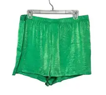 Abound Shorts Women's L Green Elastic Waist High Rise Pull On Polyester New