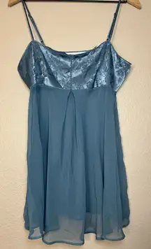 Vintage 90’s Victoria’s Secret Chemise Nightgown Blue Medium Heart Label NEW