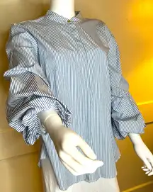 Lauren Ralph Lauren, Navy/white Stripe Blouse w/Puffy Sleeves, Women’s XL NWT