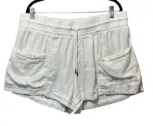 Athleta‎ Cabo Linen 4" Shorts White Drawstring Pockets Women's Size 16