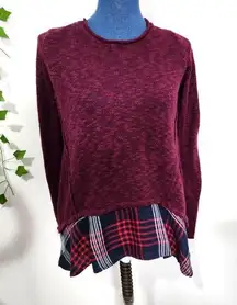 Cloud Chaser Burgundy and Flannel Twofer Sweater