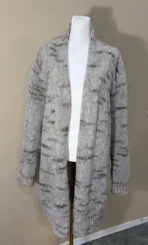 PAOLA MANFREDI ITALY Cardigan Sweater Sz M Taupe Mohair Wool Blend Knit Luxury